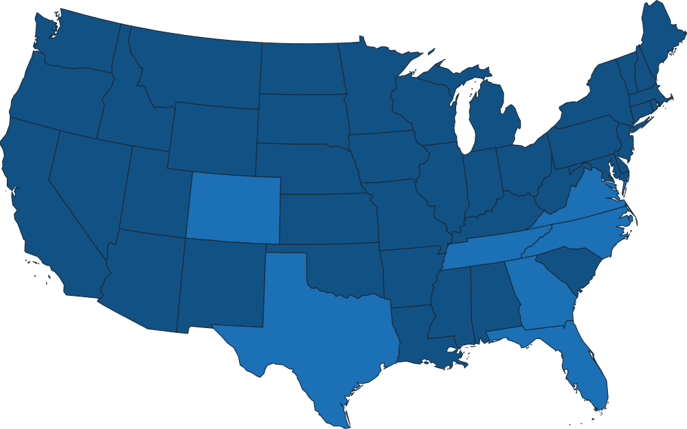 map of U.S. with eBen office locations