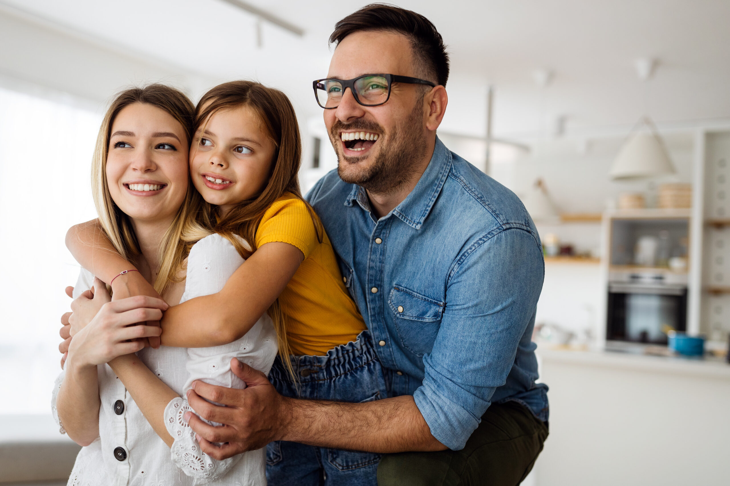 Happy family having fun time at home