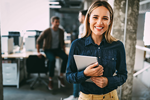 Employee smiling in the office