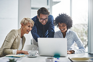 Employees on their laptop