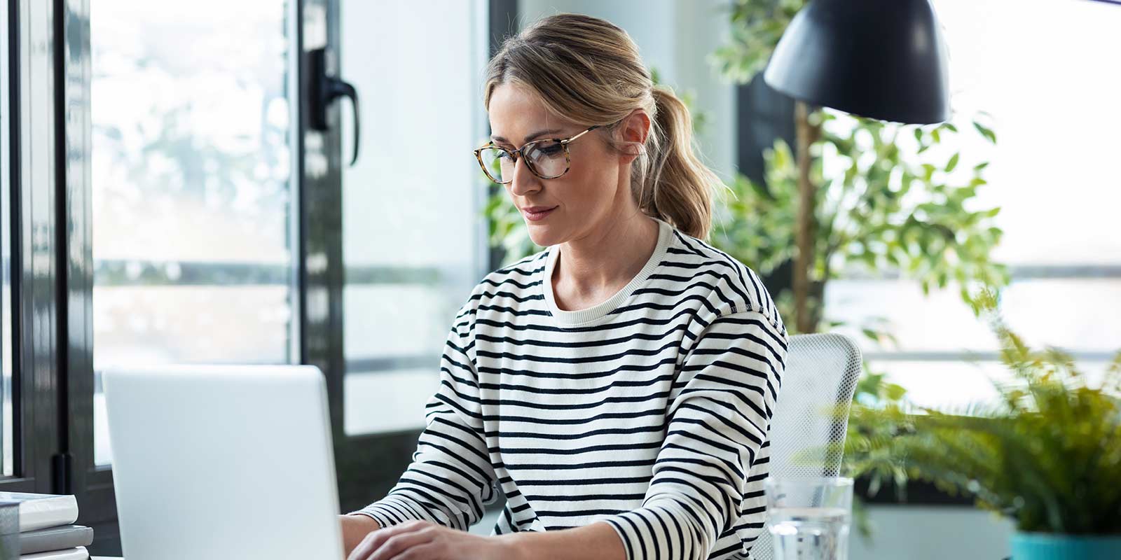 Woman working on her laptop