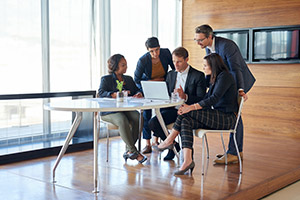 Team in a meeting at work