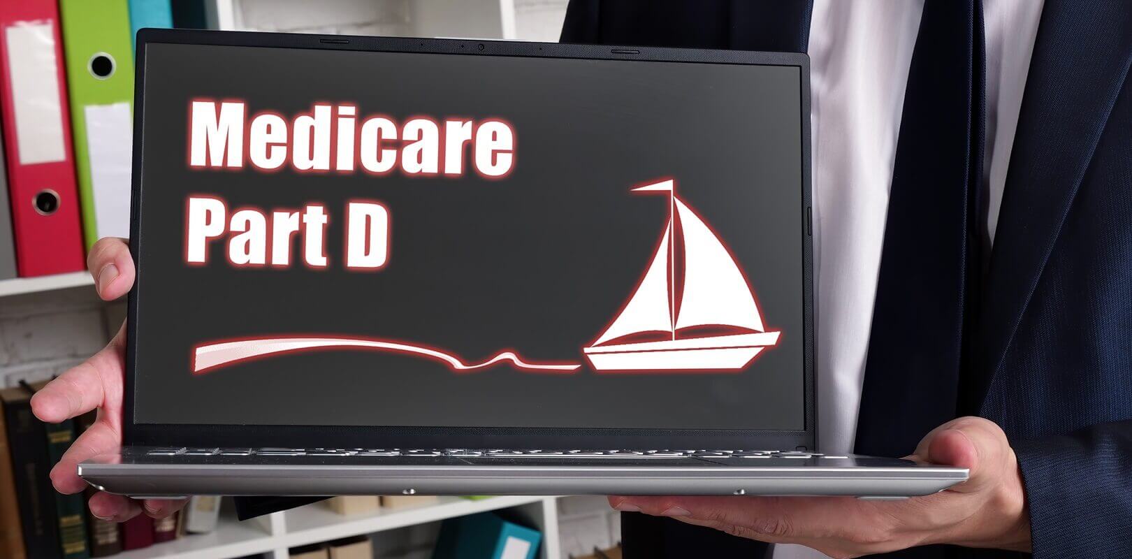 business concept meaning medicare part d with sign on card in hand