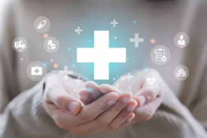 hands holding plus icon for the healthcare medical icon