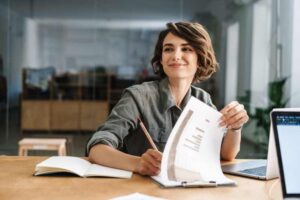 woman with documents