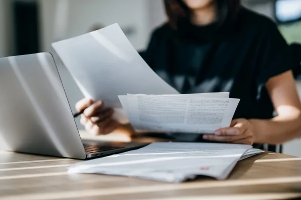 person doing paperwork