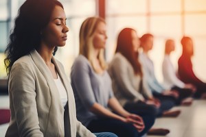 employees practicing meditation