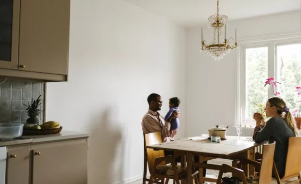 parents having meal with baby