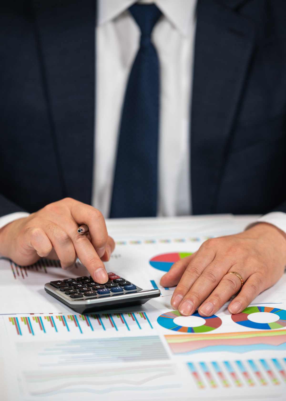 man with calculator