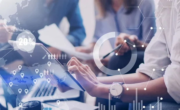 Concept-of-digital-diagram_graph-interfaces_virtual-screen_connections-icon-on-blurred-background